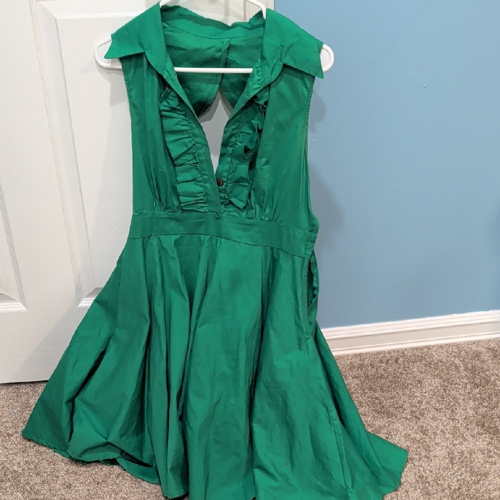 Casual Green Backless Midi Dress